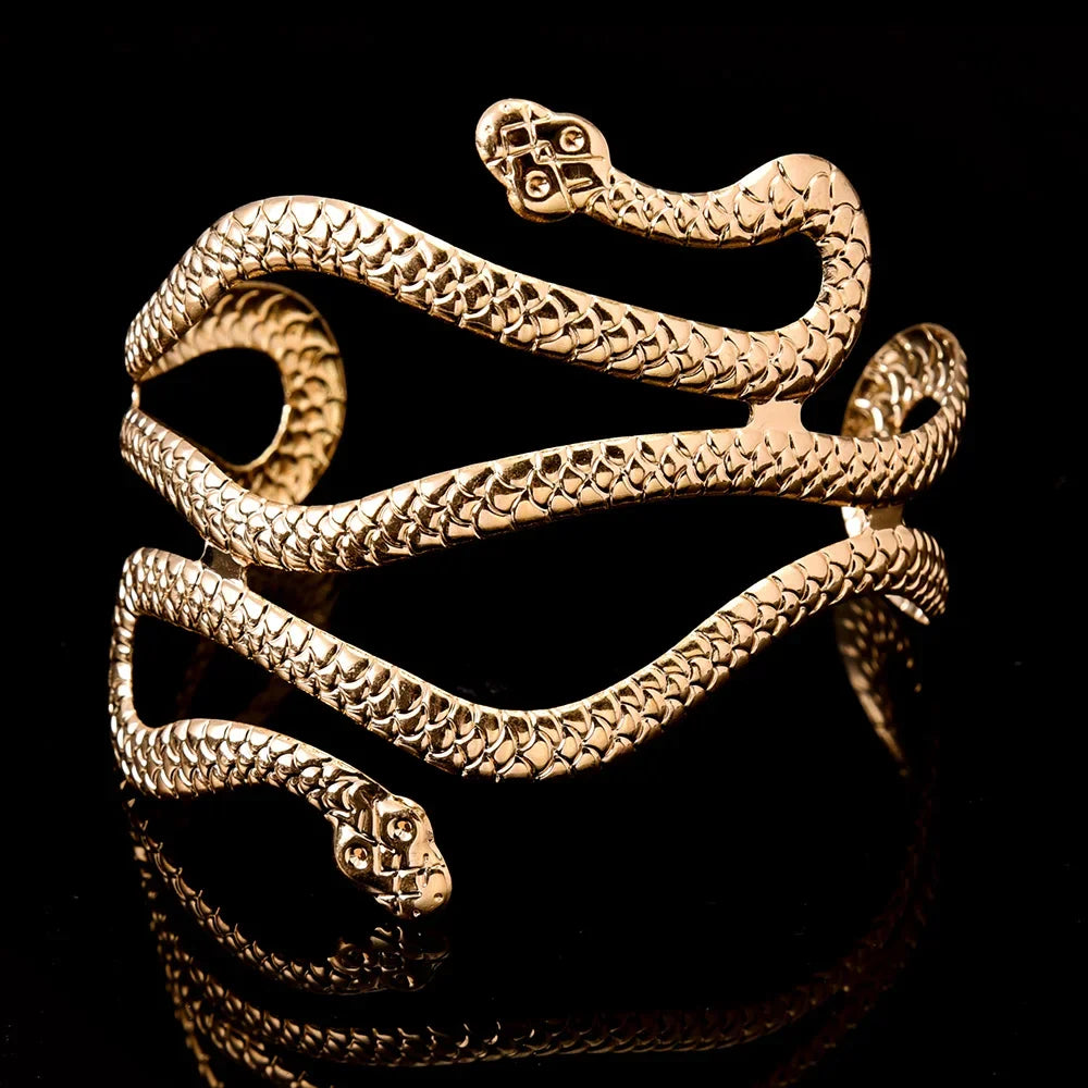Creative Snake Shape Bracelets Silver Plated Jewelry Personality Snake Arm Cuff Temperament Animal Opening Bangles Jewelry Gifts